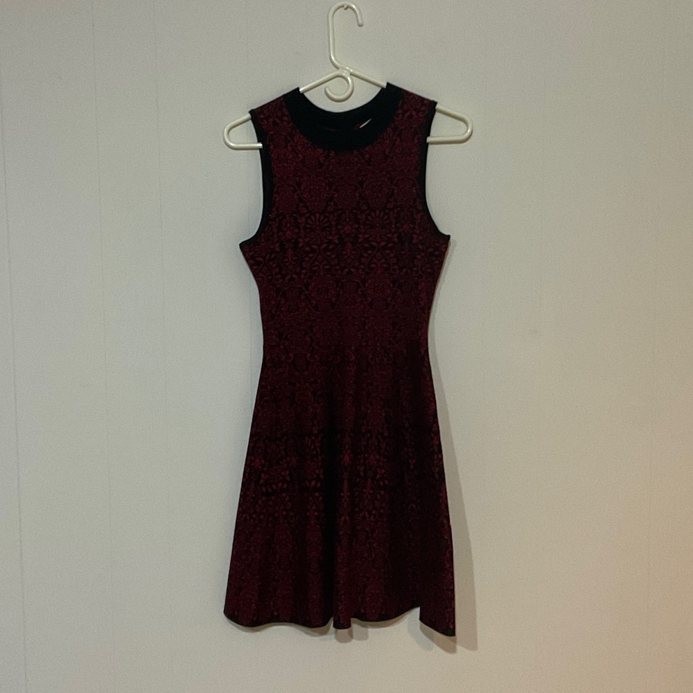 Jolt Black and Red Patterned Knit Dress